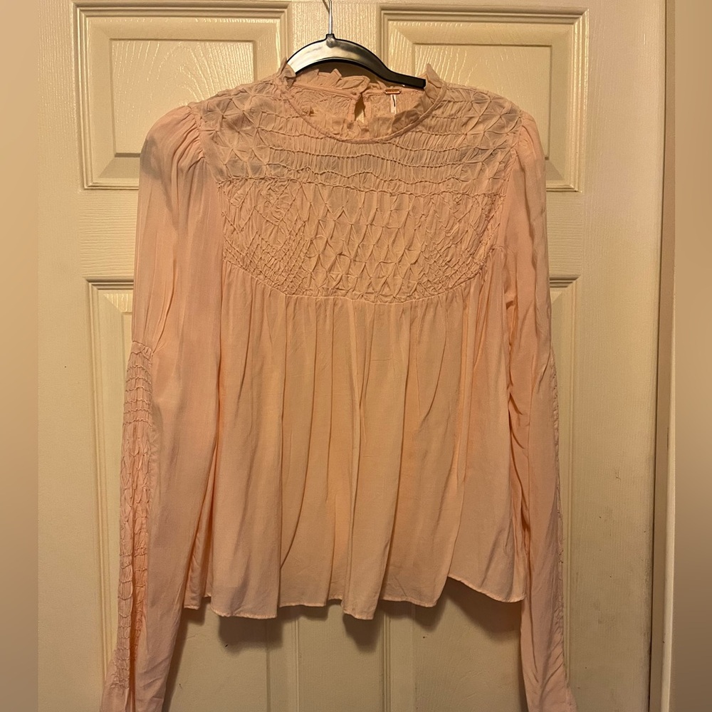 Free People Women's Peach Boho Blouse size Medium NWOT